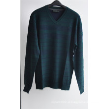 Patterned V-Neck Knit Pullover Sweater para os homens